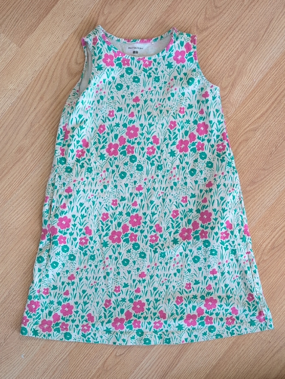Marimekko for Uniqlo Pink & Green Floral Sleeveless Casual Dress